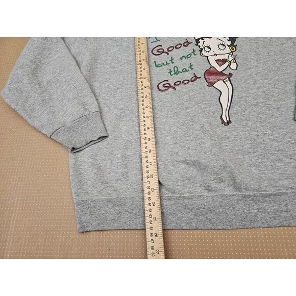 Vintage Betty Boop Naughty Christmas Sweatshirt Grey Large Boxy Fit Cartoon - Picture 6 of 9
